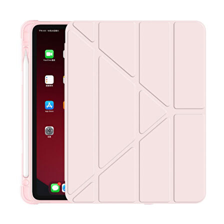 Samsung Galaxy Tab S6 Lite 2024 P620 P610 Kılıf Kalem Bölmeli Trifolding Case 13-15-17