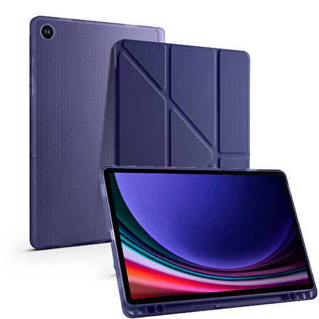 Samsung Galaxy Tab S6 Lite 2024 P620 P610 Kılıf Kalem Bölmeli Trifolding Case 13-15-17