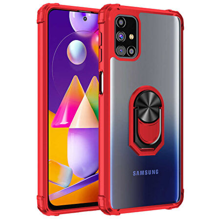 Samsung Galaxy M31S Kılıf Şeffaf Sararmaz Yüzüklü Mola Kapak