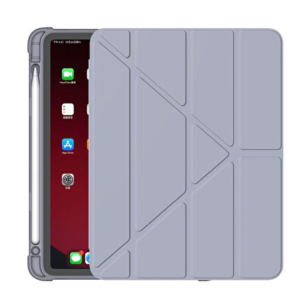 Apple iPad Air 4 10.9 Kılıf Kalem Bölmeli Trifolding Case A2072 A2316 A2324 A2325