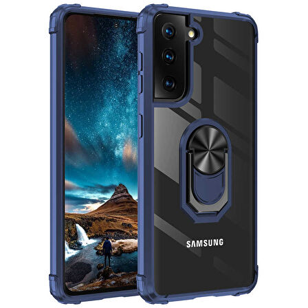Samsung Galaxy S21 Kılıf Şeffaf Sararmaz Yüzüklü Mola Kapak