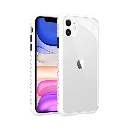 Apple iPhone 11 Kılıf Kenar Renkli Sararmaz Şeffaf Kapak