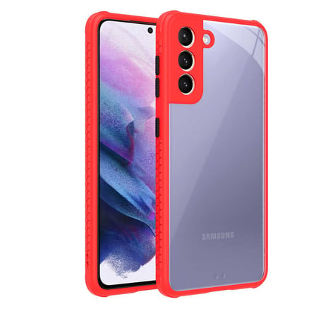 Samsung Galaxy S21 Kılıf Kenar Renkli Sararmaz Şeffaf Kapak