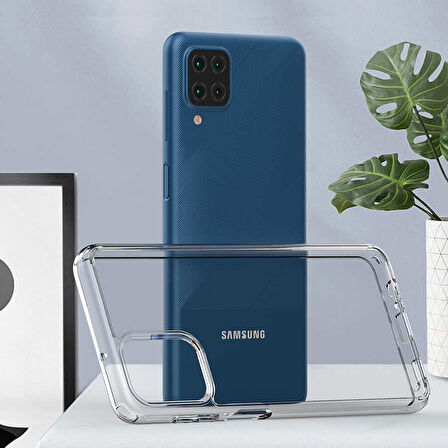Samsung Galaxy A12 Kılıf Full Şeffaf Sararmaz Kapak