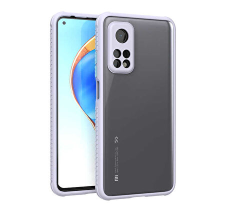 Xiaomi Mi 10T 5G Kılıf Kenar Renkli Sararmaz Şeffaf Kapak