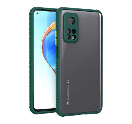 Xiaomi Mi 10T Pro 5G Kılıf Kenar Renkli Sararmaz Şeffaf Kapak