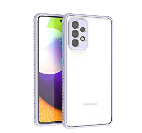 Samsung Galaxy A52 Kılıf Kenar Renkli Sararmaz Şeffaf Kapak
