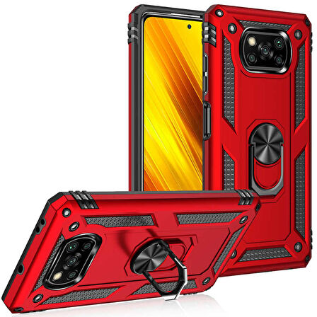 Xiaomi Poco X3 Kılıf Yüzüklü Zırh Tank Vega