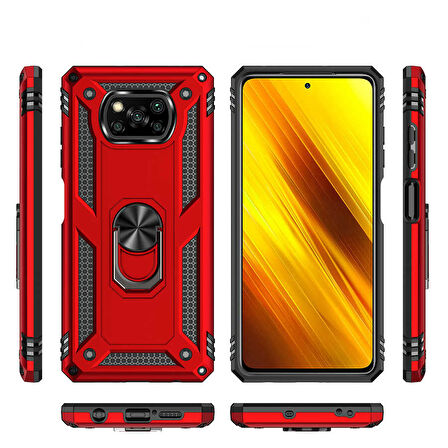 Xiaomi Poco X3 Kılıf Yüzüklü Zırh Tank Vega
