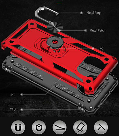 Xiaomi Poco X3 Kılıf Yüzüklü Zırh Tank Vega