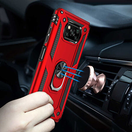 Xiaomi Poco X3 Kılıf Yüzüklü Zırh Tank Vega