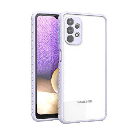 Samsung Galaxy A32 4G Kılıf Kenar Renkli Sararmaz Şeffaf Kapak