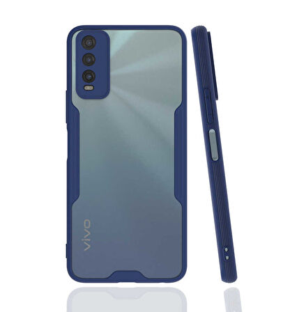 Vivo Y20 Kılıf Kenar Renkli Kamera Korumalı Mat Kapak
