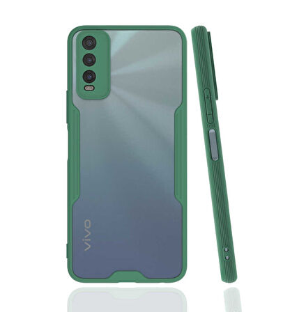 Vivo Y20 Kılıf Kenar Renkli Kamera Korumalı Mat Kapak
