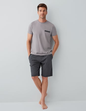 Erkek %100 Pamuklu Kutulu 3’lü Pijama Takımı – T-Shirt + Pijama Alt + Şort