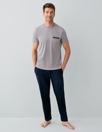 Erkek %100 Pamuklu Kutulu 3’lü Pijama Takımı – T-Shirt + Pijama Alt + Şort