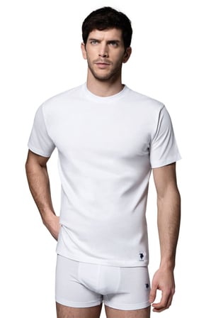 %100 Pamuklu 2'li Amerikan Yaka Kısa Kol T-shirt