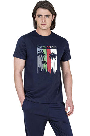 Pierre Cardin %100 Pamuklu Tam Kalıp Pijama Takım, Erkek T-shirt Pantolon Takım, Ceplidir
