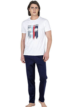 Pierre Cardin %100 Pamuklu Tam Kalıp Pijama Takım, Erkek T-shirt Pantolon Takım, Ceplidir