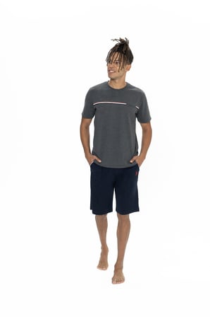 U.S. Polo T-shirt Şort Takım, Yazı Baskılı T-shirt ve Cepli Şort Takım