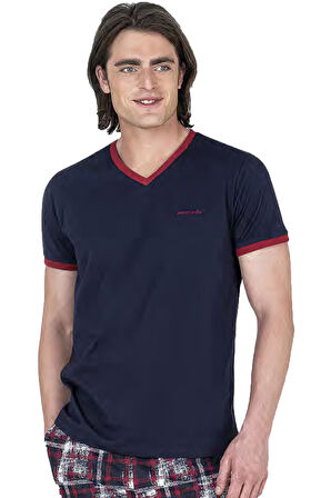 Pierre Cardin Erkek V Yaka Yazlık Pijama Takım, %100 Pamukludur