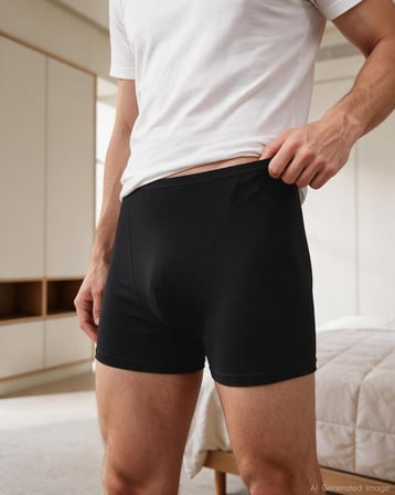 Erkek Siyah İnce Kemerli Süper Soft Yumuşak Bambu Boxer
