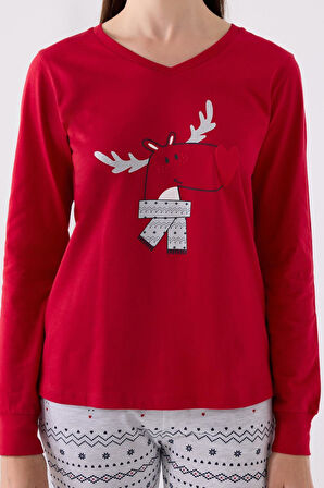 Anne Kız Kırmızı Pijama Takım, Kombin Yapmak İçin tek tek sepete eklenmelidir