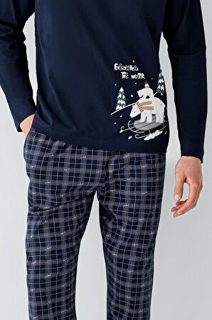 Baba Oğul Lacivert Pijama Takım, Kombin Yapmak İçin tek tek sepete eklenmelidir