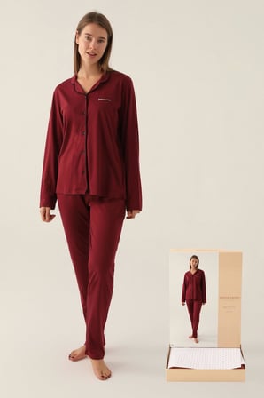 Pierre Cardin Çeyize Uygun Kutulu Kadın Pijama Takım, %50 Modal %50 Pamuk, Uzunkol Mevsimlik Kadın Pijama Takım 