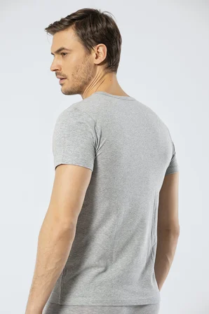 Erkek Likralı Bisiklet Yaka Dügmeli T-shirt, %95 Pamuk, %5 Elastan