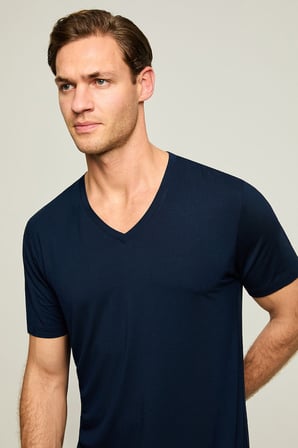 V Yaka Pamuk Modal Erkek Tshirt, %47 Pamuk %47 Modal %6 Elastan