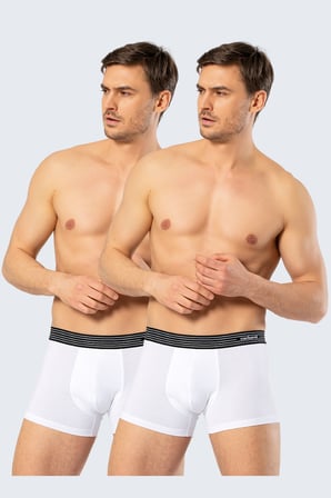 2'li Beyaz Erkek Boxer, %95 pamuk %5 likralı Erkek Boxer