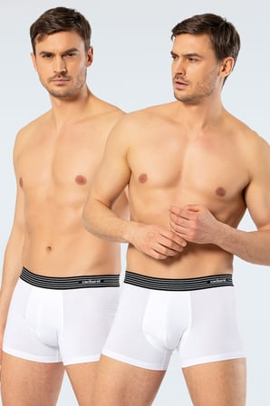 2'li Beyaz Erkek Boxer, %95 pamuk %5 likralı Erkek Boxer