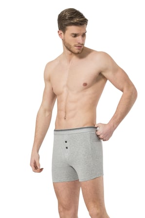 Erkek Likrali Dügmeli Boxer 2'li Paket, %95 Pamuk, %5 Elastan