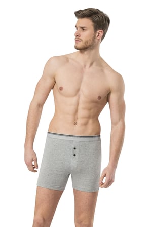 Erkek Likrali Dügmeli Boxer 2'li Paket, %95 Pamuk, %5 Elastan