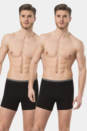 Erkek Likrali Dügmeli Boxer 2'li Paket, %95 Pamuk, %5 Elastan