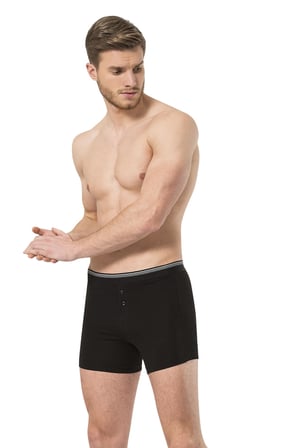 Erkek Likrali Dügmeli Boxer 2'li Paket, %95 Pamuk, %5 Elastan