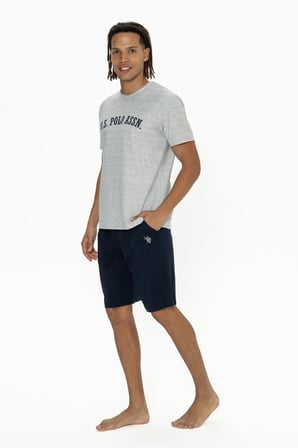 U.S. Polo Yazı Baskılı Erkek Kısakol T-shirt Ve Şort Takım
