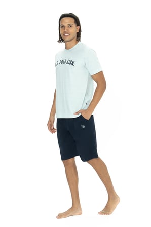 U.S. Polo Yazı Baskılı Erkek Kısakol T-shirt Ve Şort Takım