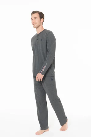 Erkek Penye Mevsimlik Düz Renk Ev Giyim Pijama Takım Alt Üst Takım