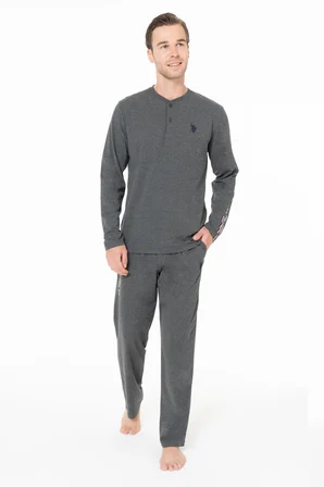 Erkek Penye Mevsimlik Düz Renk Ev Giyim Pijama Takım Alt Üst Takım