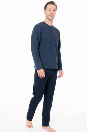 Erkek Düğmeli Yaka Uzunkol Kışlık Pijama Takım