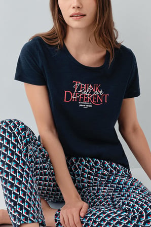 Pierre Cardin Kadın Yazlık Kısa Kollu Pijama Takımı – %50 Modal %50 Pamuk, Desenli Uzun Alt, Baskılı Üst