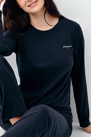 Kadın Lacivert %50 pamuk %50 modal Pijama Takım