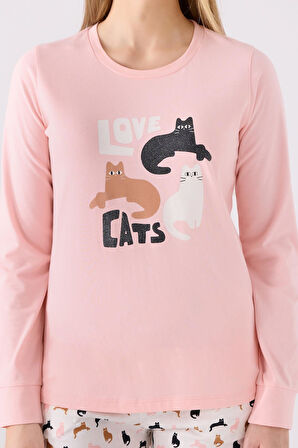 %100 Pamuk Kedili Anne Kız Pijama Takım, (ayrı ayrı fiyatlandırılır)