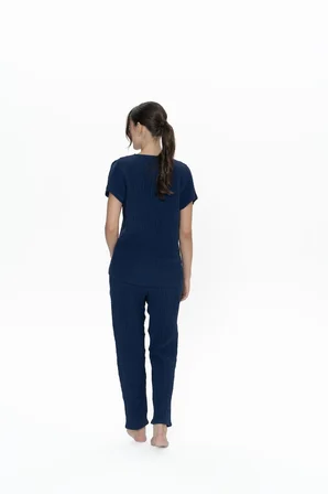 Us Polo %100 Pamuk, Müslin Kumaş, Geniş V Yaka Yazlık Kadın Pijama Takım