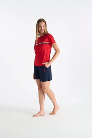 Kadın T-shirt Şort Takım, Cepli