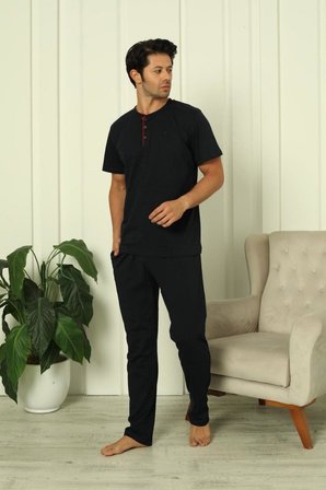 %100 Pamuk Penye 3'lü Erkek Pijama Takımı, Kısakollu, Pantolonu ve şortu cepli Erkek pijama takım