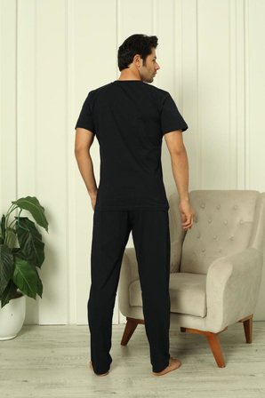 %100 Pamuk Penye 3'lü Erkek Pijama Takımı, Kısakollu, Pantolonu ve şortu cepli Erkek pijama takım