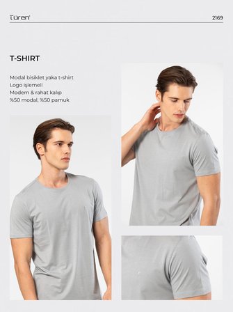 Erkek %50 Modal, %50 Pamuk Bisiklet Yaka Kısakol Yazlık T-shirt